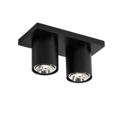 QAZQA Deckenstrahler|Aufbaustrahler*Moderner Deckenstrahler schwarz 2-flammig - Tubo