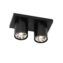 QAZQA Deckenstrahler|Aufbaustrahler*Moderner Deckenstrahler schwarz 2-flammig - Tubo