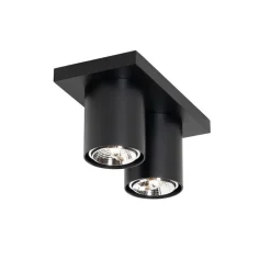 QAZQA Deckenstrahler|Aufbaustrahler*Moderner Deckenstrahler schwarz 2-flammig - Tubo