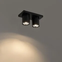 QAZQA Deckenstrahler|Aufbaustrahler*Moderner Deckenstrahler schwarz 2-flammig - Tubo