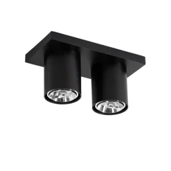 QAZQA Deckenstrahler|Aufbaustrahler*Moderner Deckenstrahler schwarz 2-flammig - Tubo