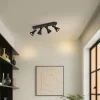 QAZQA Deckenstrahler|Aufbaustrahler*Moderner Deckenstrahler schwarz 4-flammig dreh- und schwenkbar - Triangle