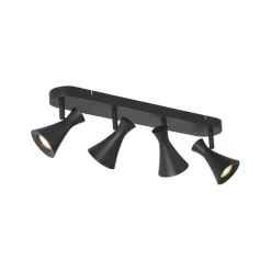 QAZQA Deckenstrahler|Aufbaustrahler*Moderner Deckenstrahler schwarz 4-flammig dreh- und schwenkbar - Triangle