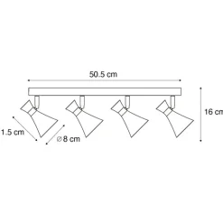 QAZQA Deckenstrahler|Aufbaustrahler*Moderner Deckenstrahler schwarz 4-flammig dreh- und schwenkbar - Triangle
