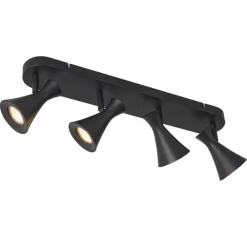 QAZQA Deckenstrahler|Aufbaustrahler*Moderner Deckenstrahler schwarz 4-flammig dreh- und schwenkbar - Triangle