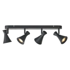 QAZQA Deckenstrahler|Aufbaustrahler*Moderner Deckenstrahler schwarz 4-flammig dreh- und schwenkbar - Triangle