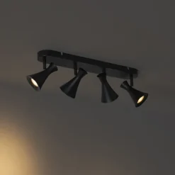 QAZQA Deckenstrahler|Aufbaustrahler*Moderner Deckenstrahler schwarz 4-flammig dreh- und schwenkbar - Triangle