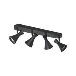 QAZQA Deckenstrahler|Aufbaustrahler*Moderner Deckenstrahler schwarz 4-flammig dreh- und schwenkbar - Triangle