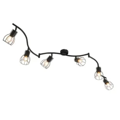 QAZQA Küchenlampen|Esszimmerlampen*Moderner Deckenstrahler schwarz 145 cm 6-flammig - Botu