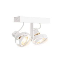 QAZQA Deckenstrahler|Aufbaustrahler*Moderner Deckenstrahler weiß 2-flammig GU10 50mm - Master