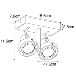 QAZQA Deckenstrahler|Aufbaustrahler*Moderner Deckenstrahler weiß 2-flammig GU10 50mm - Master