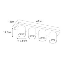 QAZQA Deckenstrahler|Aufbaustrahler*Moderner Deckenstrahler weiß 4-flammig - Tubo