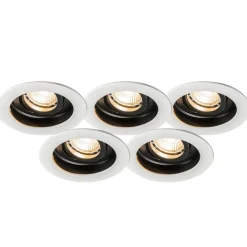 QAZQA Einbaustrahler|Wohnzimmerlampen*Moderner Einbauspot aus weißem Stahl 5er Set - Rondoo