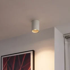 QAZQA Deckenstrahler|Aufbaustrahler*Moderner Einbaustrahler Beige GU10 50 mm rund - Deep