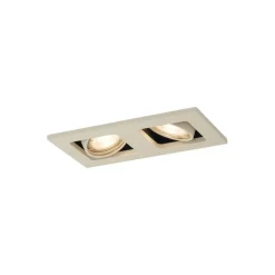 QAZQA Einbaustrahler|Wohnzimmerlampen*Moderner Einbaustrahler Beige GU10 50mm schwenk- und drehbar 2-flammig - Qure