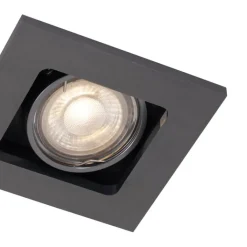 QAZQA Einbaustrahler|Wohnzimmerlampen*Moderner Einbaustrahler Gunmetal GU10 50 mm rund schwenkbar - Qure