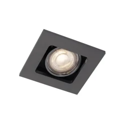 QAZQA Einbaustrahler|Wohnzimmerlampen*Moderner Einbaustrahler Gunmetal GU10 50 mm rund schwenkbar - Qure