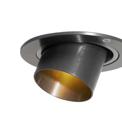 QAZQA Schlafzimmerlampen|Küchenlampen*Moderner Einbaustrahler Gunmetal GU10 35 mm rund schwenkbar - Installa