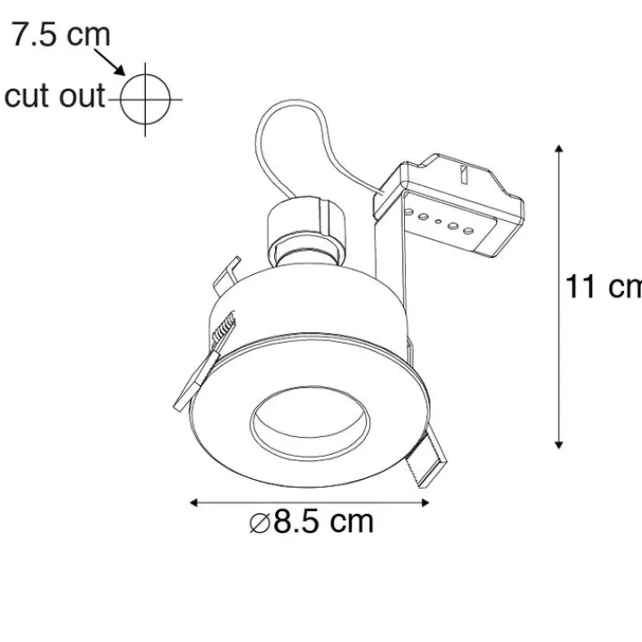 QAZQA Badezimmerlampen|Außenstrahler*Moderner Einbaustrahler schwarz GU10 50mm IP44 - Gap