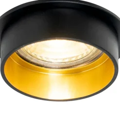 QAZQA Einbaustrahler|Wohnzimmerlampen*Moderner Einbau-Strahler schwarz mit goldenem Innenraum - Insta