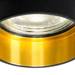 QAZQA Einbaustrahler|Wohnzimmerlampen*Moderner Einbau-Strahler schwarz mit goldenem Innenraum - Insta