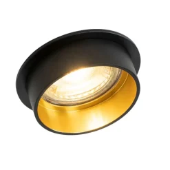 QAZQA Einbaustrahler|Wohnzimmerlampen*Moderner Einbau-Strahler schwarz mit goldenem Innenraum - Insta