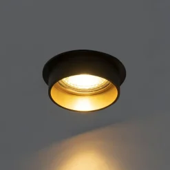 QAZQA Einbaustrahler|Wohnzimmerlampen*Moderner Einbau-Strahler schwarz mit goldenem Innenraum - Insta