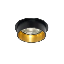 QAZQA Einbaustrahler|Wohnzimmerlampen*Moderner Einbau-Strahler schwarz mit goldenem Innenraum - Insta