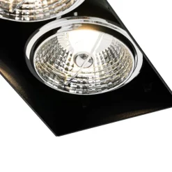 QAZQA Einbaustrahler|Wohnzimmerlampen*Moderner Einbaustrahler schwarz GU10 AR70 randlos 2-flammig - Oneon