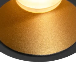 QAZQA Außenstrahler|Einbaustrahler*Moderner Einbaustrahler schwarz mit Gold GU10 35mm IP44 - Dept