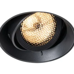 QAZQA Schlafzimmerlampen|Küchenlampen*Moderner Einbaustrahler schwarz GU10 AR70 rund randlos - Oneon Honey