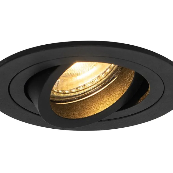 QAZQA Einbaustrahler|Wohnzimmerlampen*Moderner Einbaustrahler schwarz dreh- und schwenkbar - Rondoo