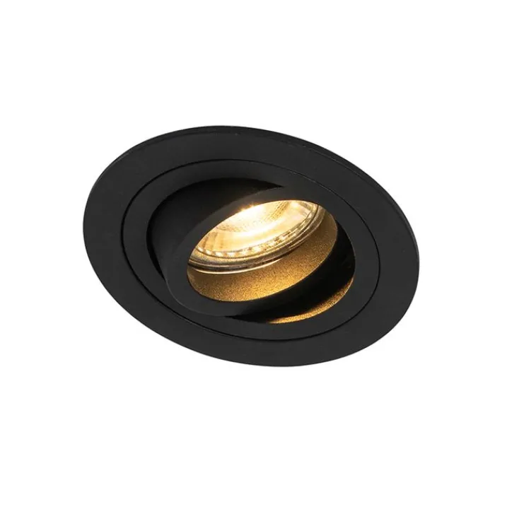 QAZQA Einbaustrahler|Wohnzimmerlampen*Moderner Einbaustrahler schwarz dreh- und schwenkbar - Rondoo