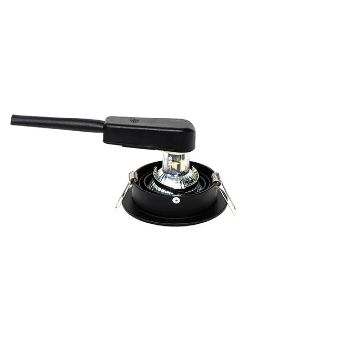 QAZQA Einbaustrahler|Wohnzimmerlampen*Moderner Einbaustrahler schwarz dreh- und schwenkbar - Rondoo