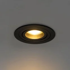 QAZQA Einbaustrahler|Wohnzimmerlampen*Moderner Einbaustrahler schwarz dreh- und schwenkbar - Rondoo