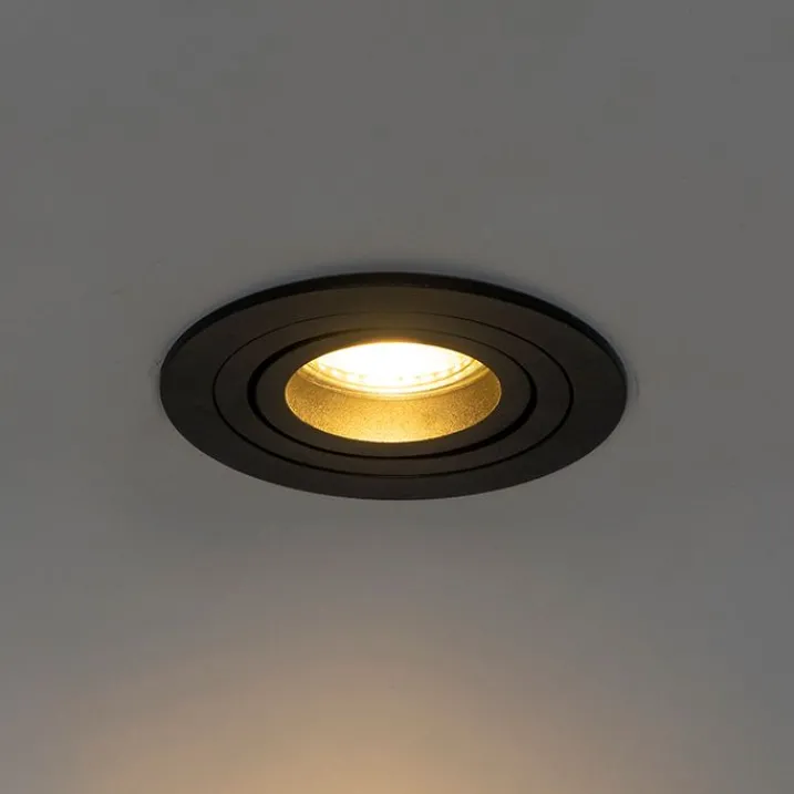 QAZQA Einbaustrahler|Wohnzimmerlampen*Moderner Einbaustrahler schwarz dreh- und schwenkbar - Rondoo