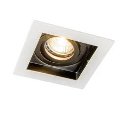 QAZQA Schlafzimmerlampen|Küchenlampen*Moderner Einbaustrahler weiß mit schwarz verstellbar – Carree