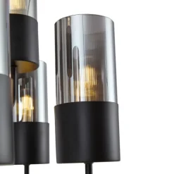 QAZQA Led-Kronleuchter|Kronleuchter*Moderner Kronleuchter schwarz mit Rauchglas 9-flammig - Laura