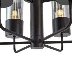 QAZQA Led-Kronleuchter|Kronleuchter*Moderner Kronleuchter schwarz mit Rauchglas 9-flammig - Laura