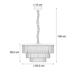 QAZQA Esszimmerlampen|Led-Kronleuchter*Moderner Kronleuchter Schwarz mit Rauchglas 9-flammig - Amel