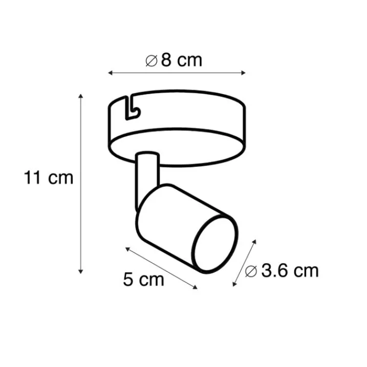QAZQA Wandstrahler|Deckenstrahler*Moderner, neigbarer Deckenstrahler schwarz - Jeany