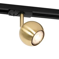 QAZQA Deckenstrahler|Aufbaustrahler*Moderner 1-phasiger Schienenstrahler schwarz mit Gold - Iconic Gissi