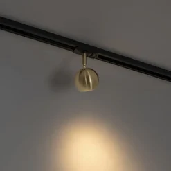 QAZQA Deckenstrahler|Aufbaustrahler*Moderner 1-phasiger Schienenstrahler schwarz mit Gold - Iconic Gissi