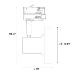 QAZQA Professional Schlafzimmerlampen|Küchenlampen*Moderner Schienenstrahler schwarz für 3-Phasen-Schienensystem GU10 111 mm - 3-Phasen Jeany