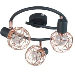 QAZQA Deckenstrahler|Aufbaustrahler*Moderner schwarzer Deckenstraher mit kupfer 3 flammig - Mesh