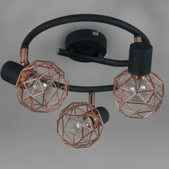 QAZQA Deckenstrahler|Aufbaustrahler*Moderner schwarzer Deckenstraher mit kupfer 3 flammig - Mesh