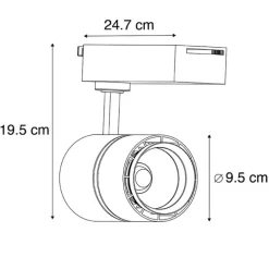 QAZQA Schlafzimmerlampen|Küchenlampen*Moderner schwarzer Schienenstrahler für 3-Phasen-Schiene inkl. LED - 3-Phasen-Ruler
