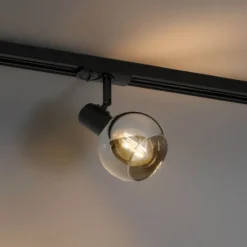 QAZQA Schlafzimmerlampen|Küchenlampen*Moderner schwarzer Strahler für 1-phasiges Schienensystem - Iconic Lava