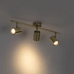 QAZQA Deckenstrahler|Aufbaustrahler*Moderner Spot aus Bronze, kippbar, 3-flammig – Jeana