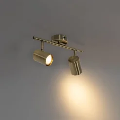 QAZQA Deckenstrahler|Aufbaustrahler*Moderner Spot aus Bronze, schwenkbar, 2-flammig – Jeana